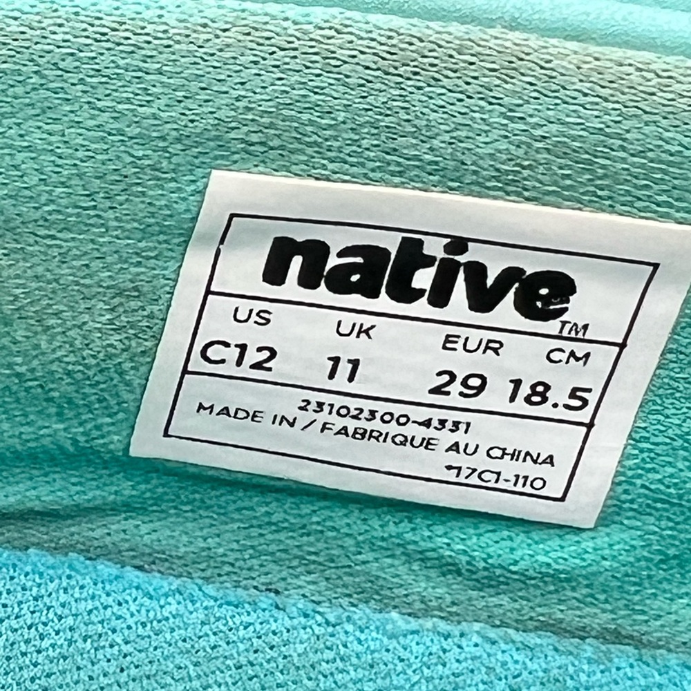Native - Kids Aqua Blue Venice Boat Water Shoes, Size:C12 - Picture 6 of 8